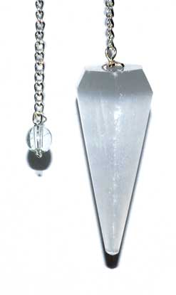 6-sided 7 Chakra Selenite pendulum