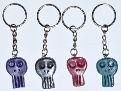 1 1/4" resin Skull key ring (assorted colors)
