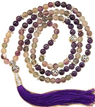 Fluorite & Amethyst Ball elastic mala